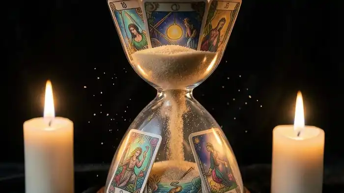 Расклад Таро «песочные часы» на счастливый случай – визуальная иллюстрация