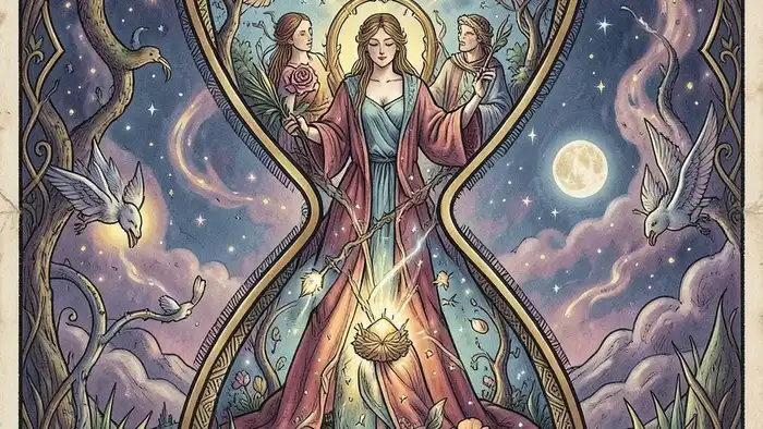 Расклад Таро «песочные часы» на выбор между двумя изображение