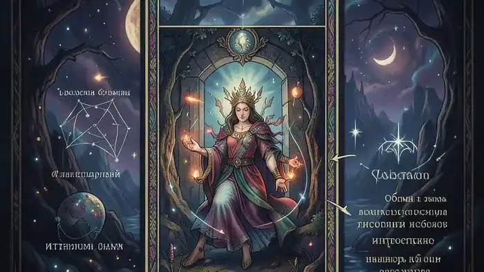 Расклад Таро Планетарный на обман - схема из семи карт в виде звезды на фоне космоса