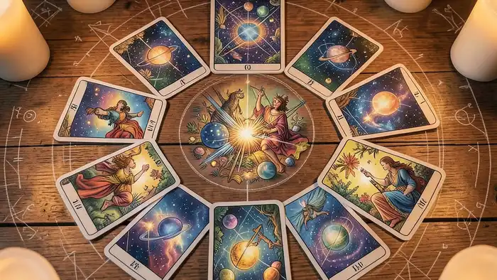 Расклад Таро планетарный на трансформацию – визуальная схема с планетами