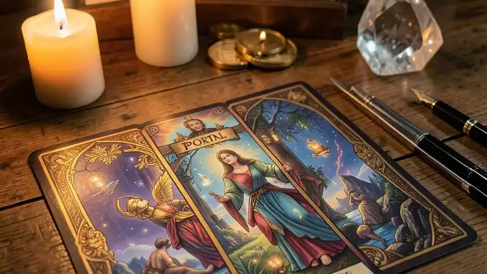 Расклад Таро портал на благосостояние, символизирующий изобилие