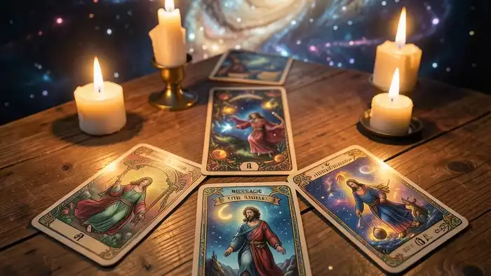 Расклад Таро «послание Вселенной» на сплетни – карта, свеча, косм��ческий фон