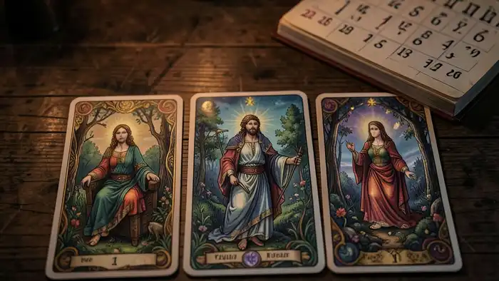 Расклад Таро «прошлое настоящее будущее» на 2026 год – три карты на столе