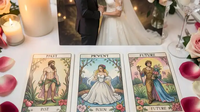 Расклад Таро «прошлое‑настоящее‑будущее» на свадьбу, романтическая атмосфера