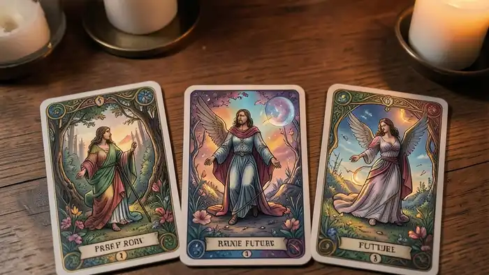 Расклад Таро «прошлое настоящее будущее» – изображение карт на столе