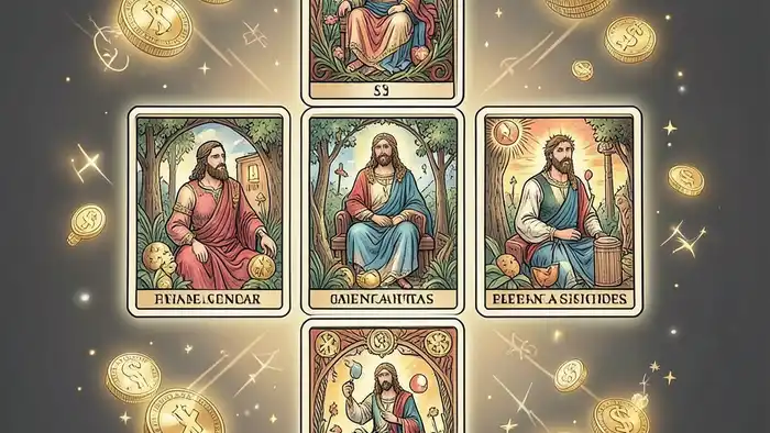 Расклад Таро простой крест изображение карт, символизирующих финансовую помощь