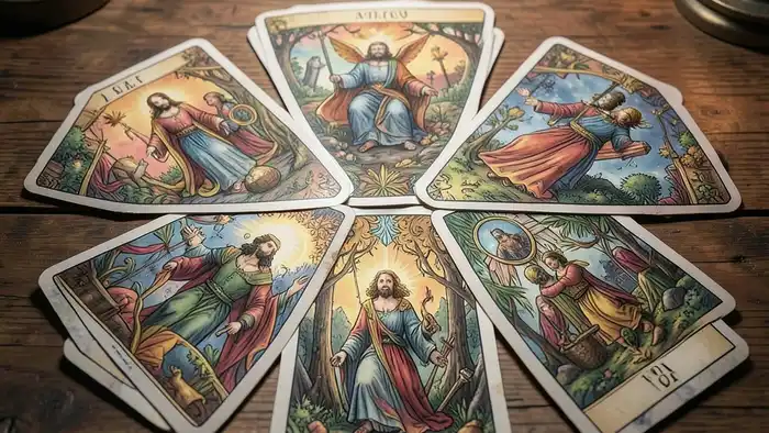 Расклад Таро «простой крест» на доход – изображение расклада