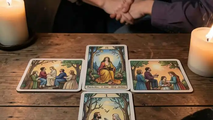 расклад Таро простой крест на энергию пары – визуальная схема