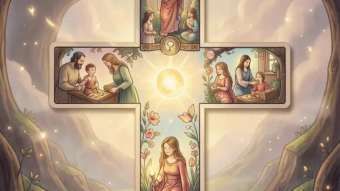 Расклад Таро «простой крест» на семейные узы – иллюстрация