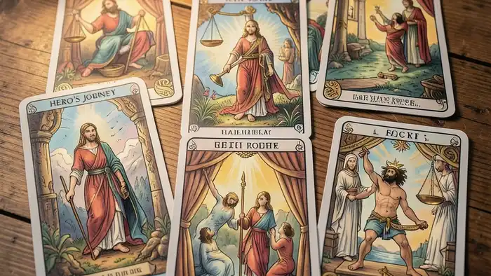 Расклад Таро путь героя на лишение родительских прав, изображение карт с юридическими символами