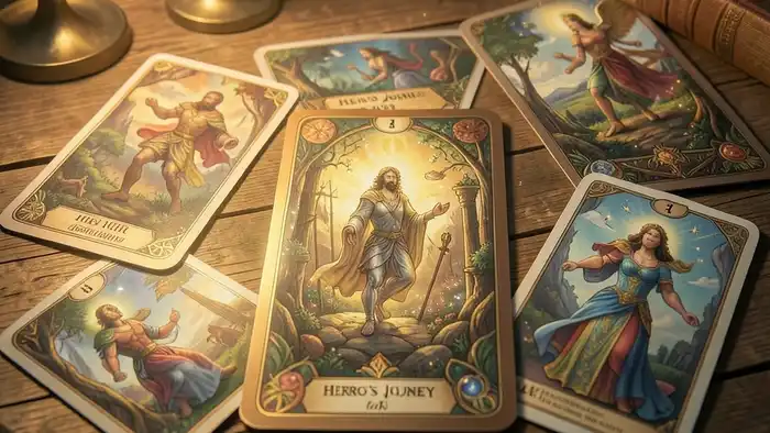 Расклад Таро путь героя на щедрость – изображение расклада с золотым светом