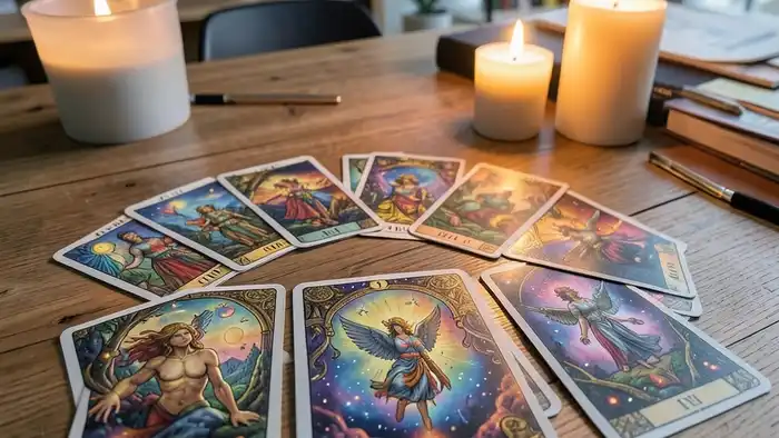 Расклад Таро «путь» на фриланс — изображение расклада на столе