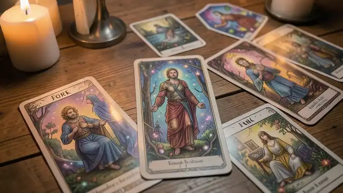 Расклад Таро «развилка» на кармические отношения – изображение расклада