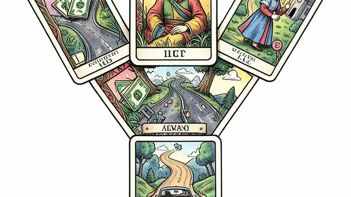 Расклад Таро «развилка» на покупку машины – визуальная схема