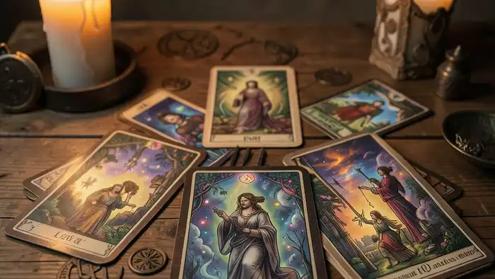 Расклад Таро «развилка» на родовое проклятие — визуальная иллюстрация
