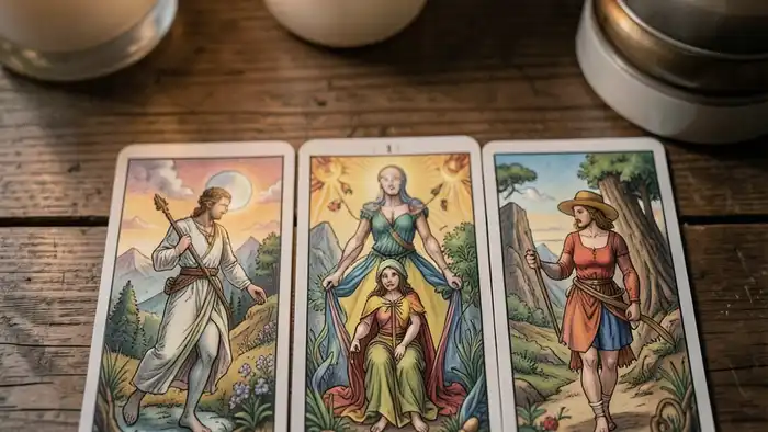 Р��склад Таро «развилка» на тревожность – карта в центре, две ветви выбора