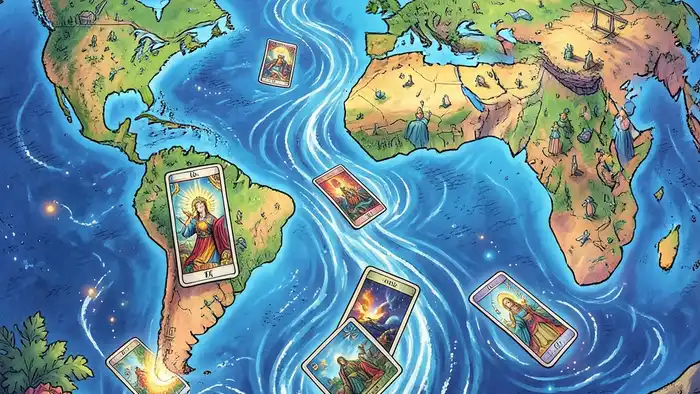 Расклад Таро «река жизни» на карьеру за границей – визуальная иллюстрация