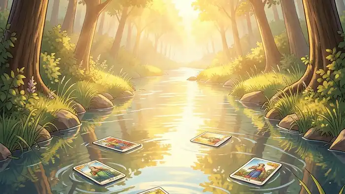 Расклад Таро «река жизни» на новых друзей – изображение реки с картами Таро