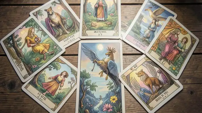 Расклад Таро «река жизни» на переговоры – изображение расклада с семью картами