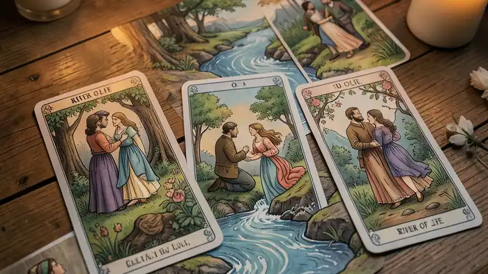 Расклад Таро «река жизни» на помолвку – изображение карт