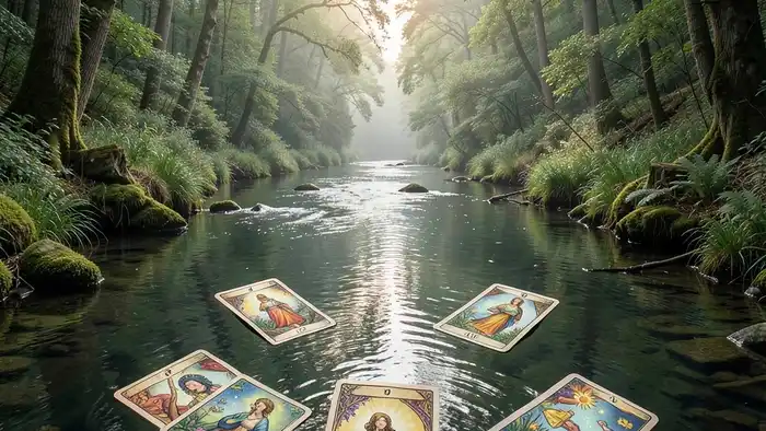 расклад Таро река жизни изображение реки с картами Таро