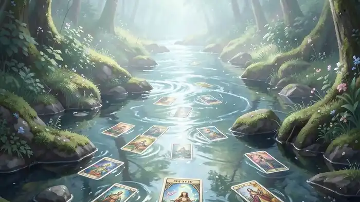 Расклад Таро «река жизни» — изображение реки с картами Таро