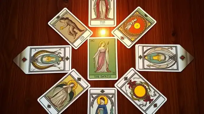 Расклад Таро «Ромб» на многодетность — схема карт в форме ромба на деревянном столе