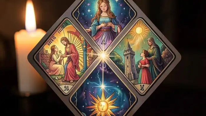 Расклад Таро «ромб» на опеку над ребёнком, визуальная схема