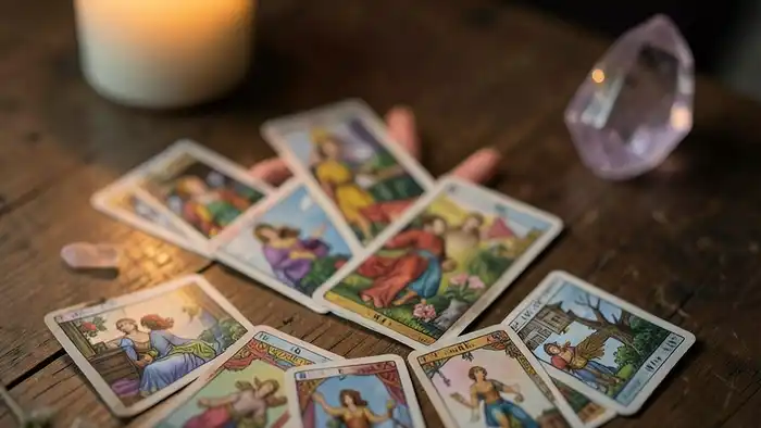 Расклад Таро рука судьбы на тревожность – карта в виде руки, свеча и кристалл