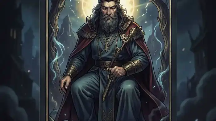 Расклад Таро «Щит» на истинные намерения мужчины — схема из семи карт на тёмном фоне с символическими изображениями