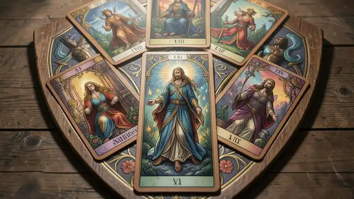 Расклад Таро «щит» на успех проекта, изображение щита из карт