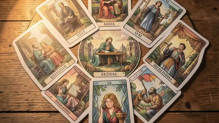 Расклад Таро «сердце» на раздел имущества – схема из семи карт