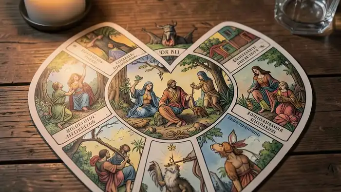 Расклад Таро «сердце» на разделение имущества – визуальная схема