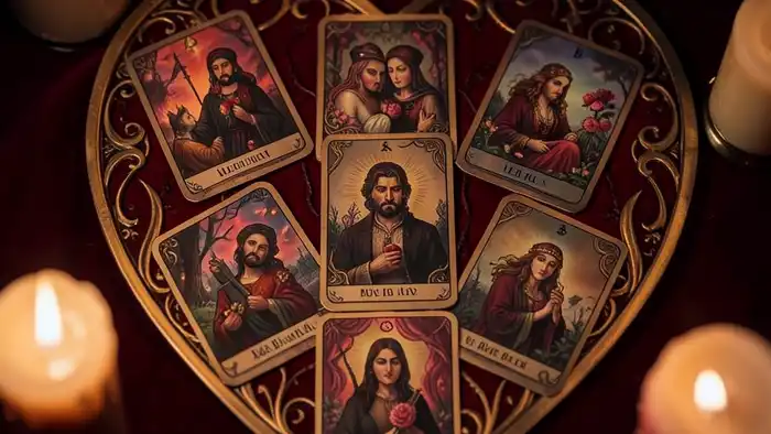 Расклад Таро сердце на запретную любовь, визуальная схема