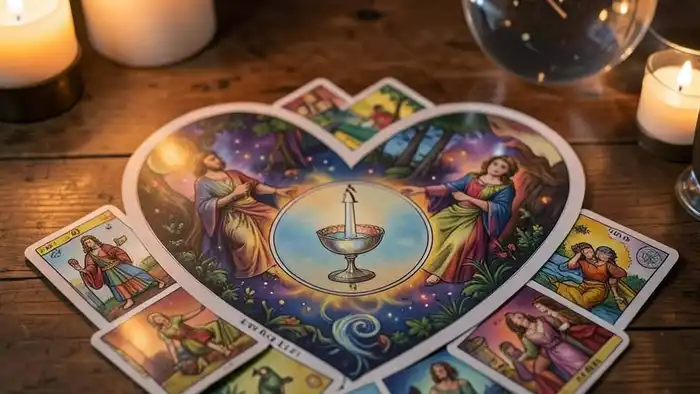 Раскла�� Таро «Сердце» на зависимость от партнёра, визуальное изображение