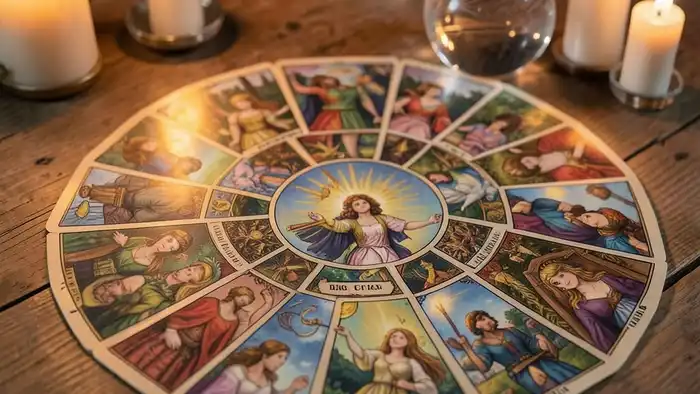 Расклад Таро спираль на первую любовь – изображение спирального расклада