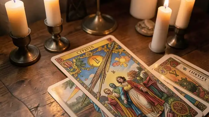 Расклад Таро «стрела» на раскаяние партнёра — карта Стрела на столе