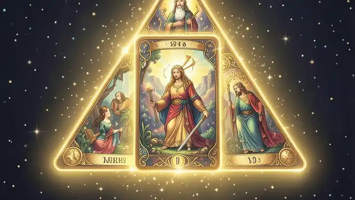 Расклад Таро треугольник на счастливый случай – три карты в виде светящегося треугольника