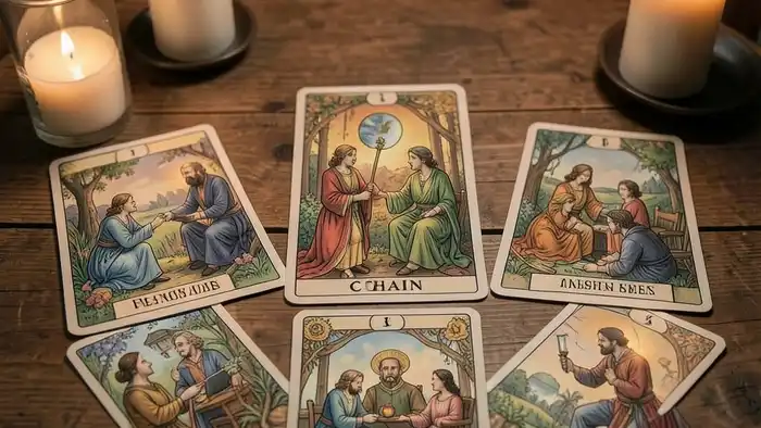 Расклад Таро «цепочка» на переговоры – карта расстановки