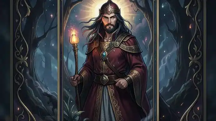 Расклад Таро цыганский на пенсию досрочно — схема из семи карт на деревянном столе с символами времени и