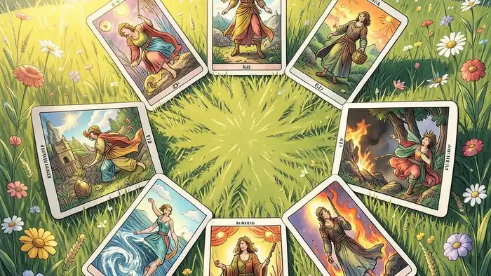 Расклад Таро «цыганский» на лето – визуальная схема с символами стихий