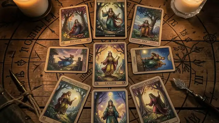 Расклад Таро «цыганский» на наследственные проблемы – изображение расклада с 10 картами