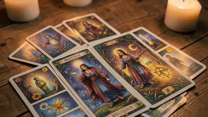 Расклад Таро «веер» на долголетие – изображение расклада с картами здоровья