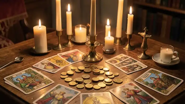 Расклад Таро «веер» на накопления – визуальная схема