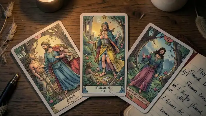 Расклад Таро «веер» на переподготовку – визуальное изображение