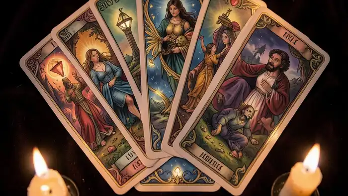 Расклад Таро «веер» на запретную любовь – изображение расклада