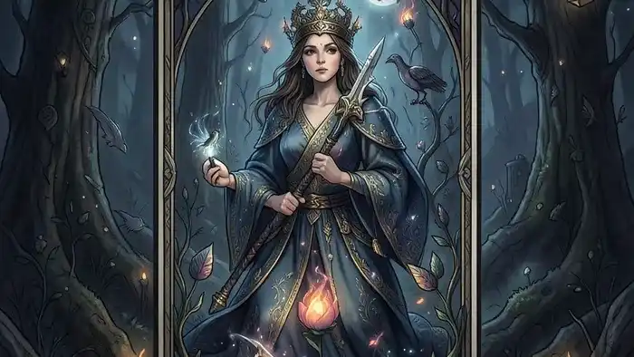 Расклад Таро Ёлочка на чувства партнера — карты выложены треугольником на деревянном столе