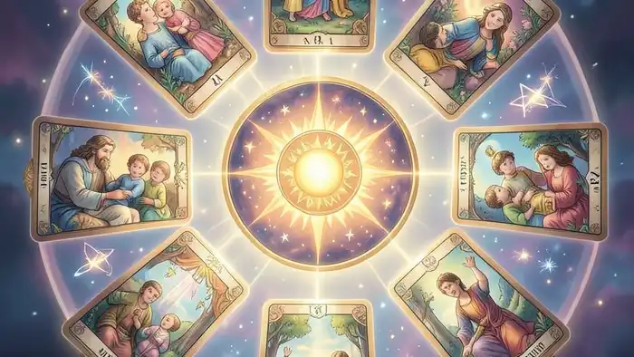 Расклад Таро «Зеркало души» – визуальная схема с картами и символикой детей