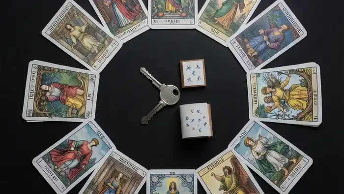 Расклад Таро Зодиакальный на автошколу — круг из 12 карт по знакам зодиака с символами вождения в центре