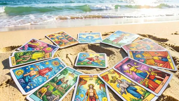 Расклад Таро «зодиакальный» на лето – изображение расклада на пляже
